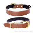 Luxury Solid Colorful Genuine Leather Dog Collar